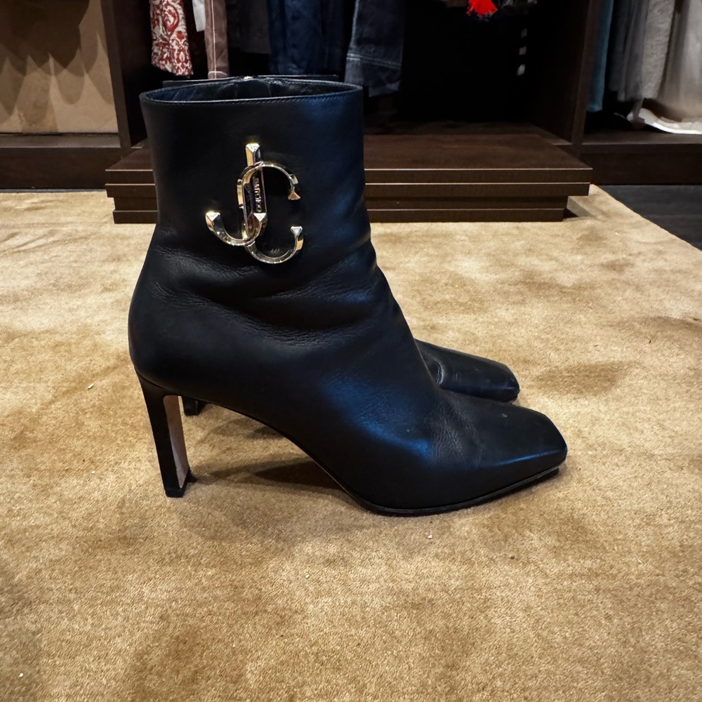 Jimmy Choo Minori Black Leather Ankle Boots